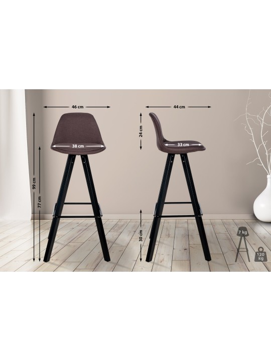 Tabouret de bar Corbin tissu Carré, brun Tabouret de bar Corbin tissu Carré, brun