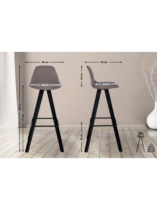 Tabouret de bar Corbin tissu Carré, taupe