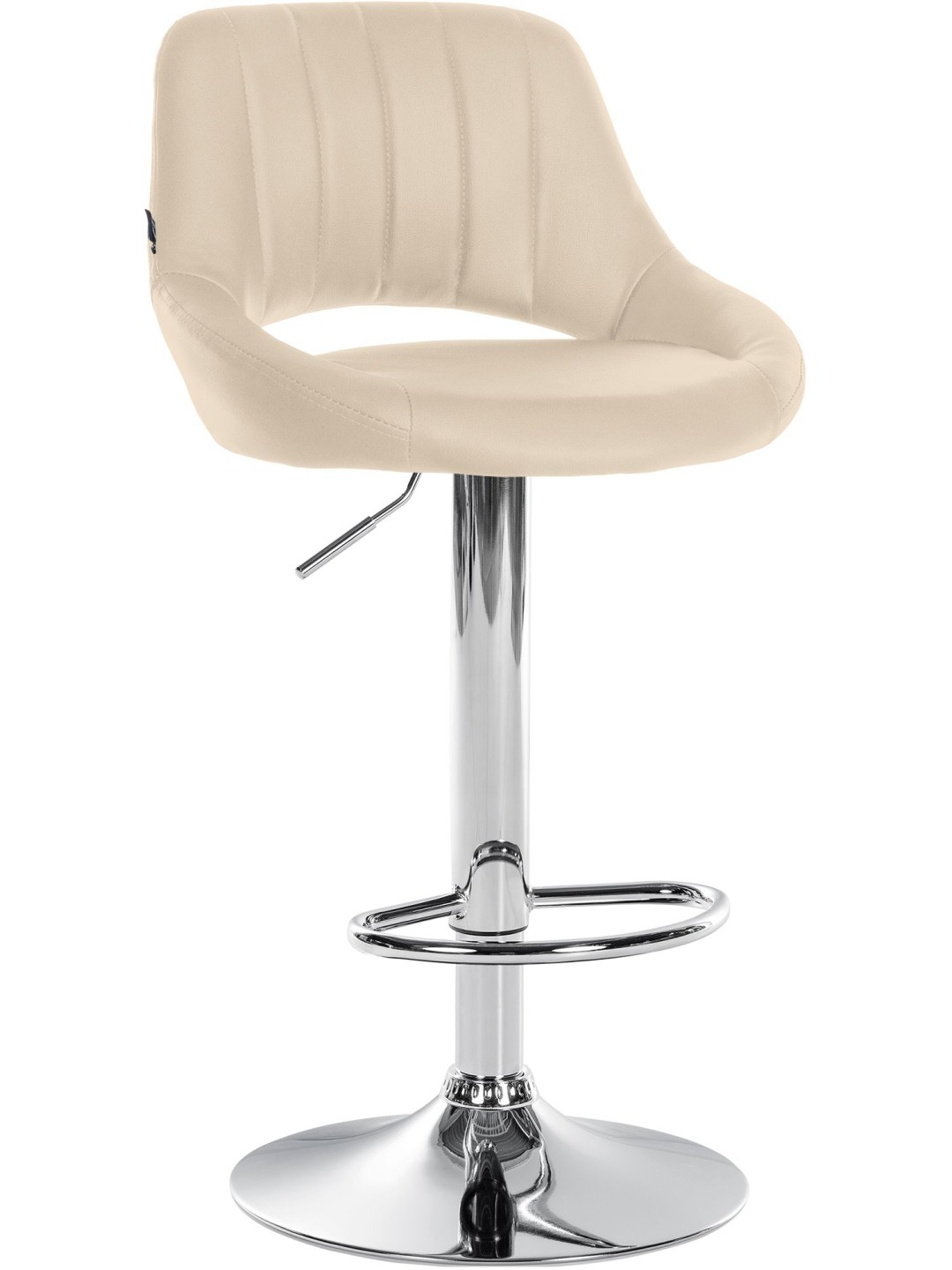 Tabouret de bar Milet simili cuir chromé, crème