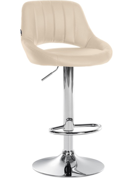Tabouret de bar Milet simili cuir chromé, crème Tabouret de bar Milet simili cuir chromé, crème