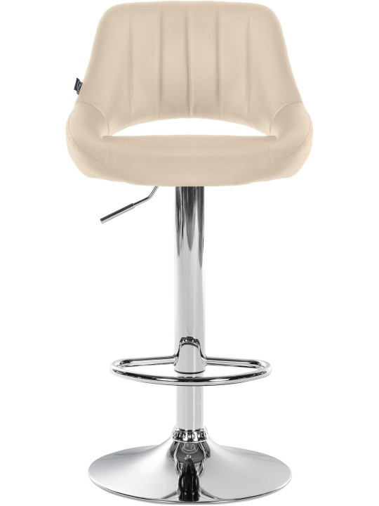 Tabouret de bar Milet simili cuir chromé, crème Tabouret de bar Milet simili cuir chromé, crème