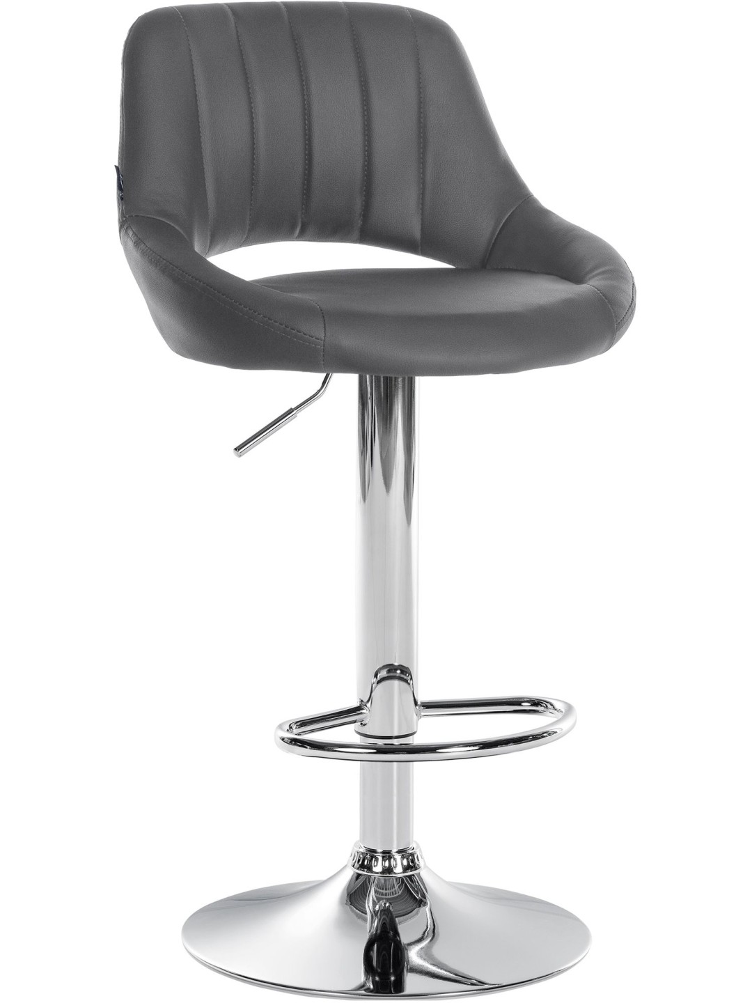 Tabouret de bar Milet simili cuir chromé, gris