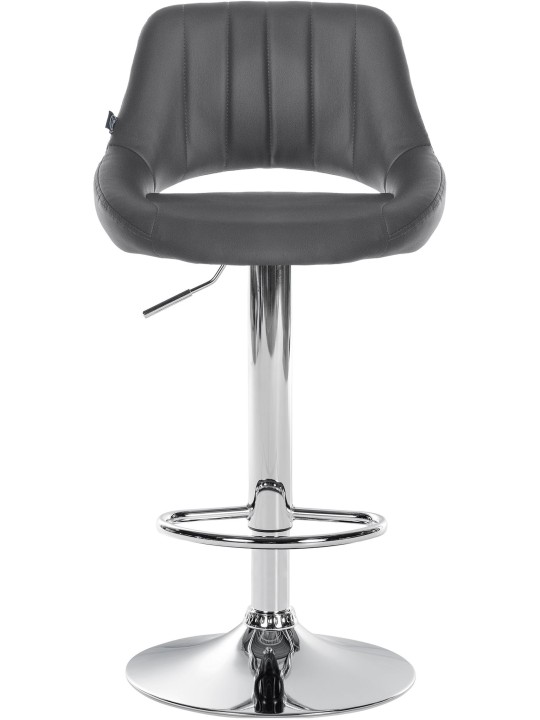 Tabouret de bar Milet simili cuir chromé, gris