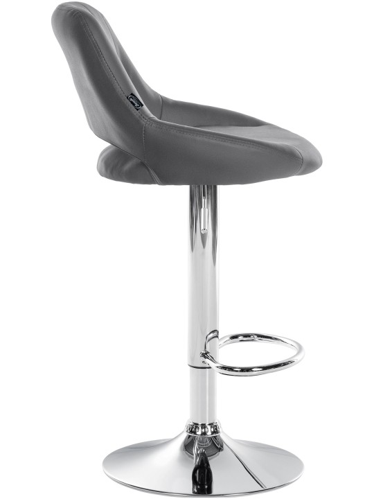 Tabouret de bar Milet simili cuir chromé, gris