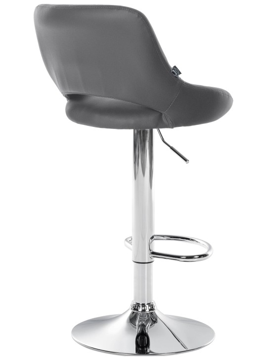 Tabouret de bar Milet simili cuir chromé, gris