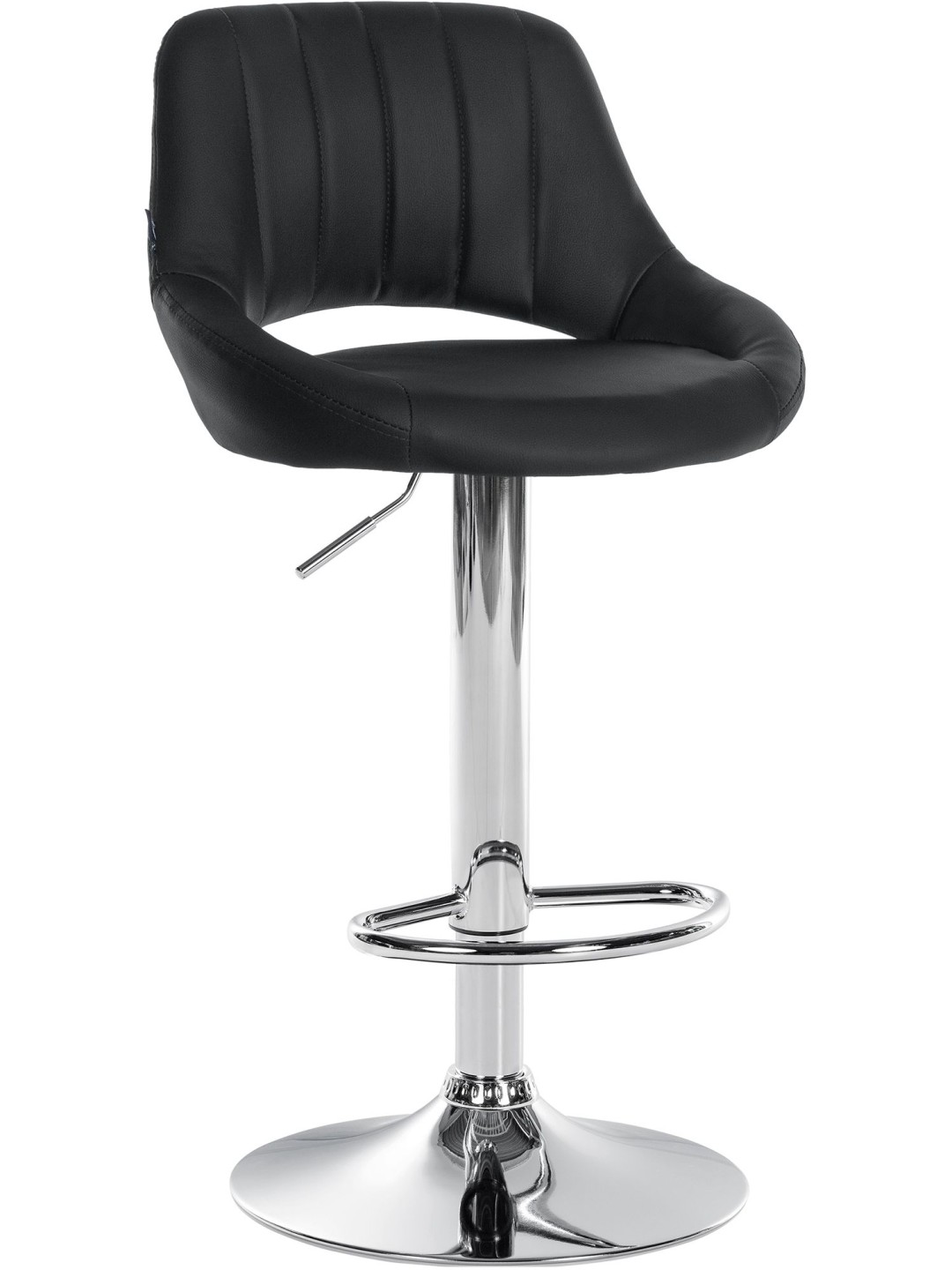 Tabouret de bar Milet simili cuir chromé, noir