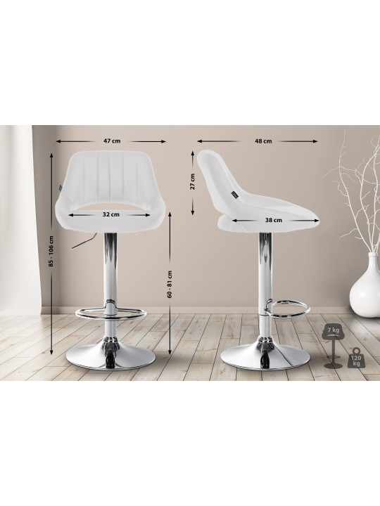 Tabouret de bar Milet simili cuir chromé, blanc Tabouret de bar Milet simili cuir chromé, blanc