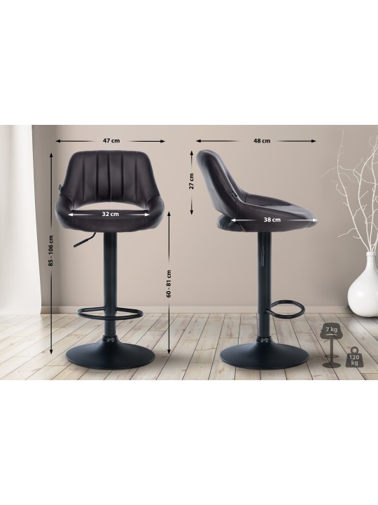 Tabouret de bar Milet simili cuir, brun