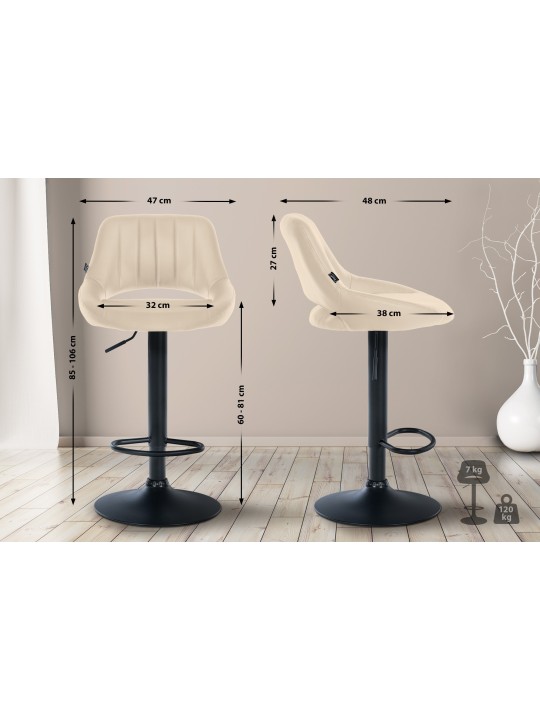 Tabouret de bar Milet simili cuir, crème