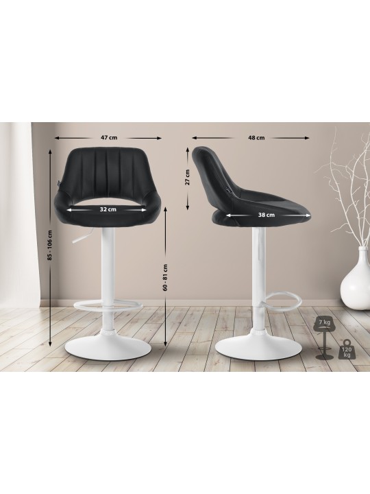 Tabouret de bar Milet simili cuir, noir