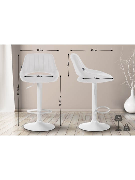 Tabouret de bar Milet simili cuir, blanc