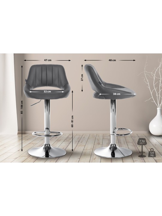 Lot de 2 tabourets de bar Milet simili cuir C, gris