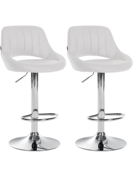 Lot de 2 tabourets de bar Milet simili cuir C, blanc