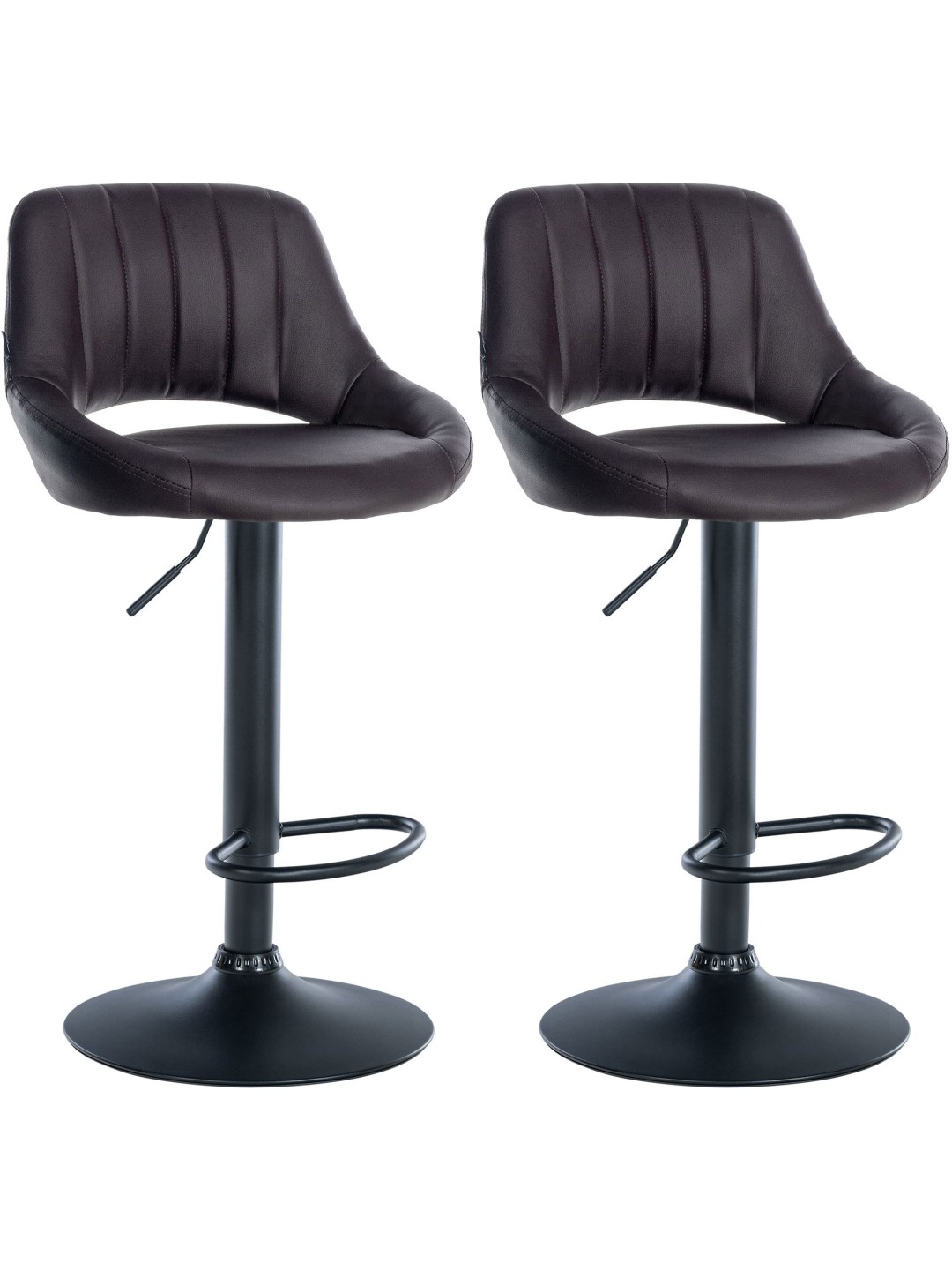 Lot de 2 tabourets de bar Milet simili cuir B, brun
