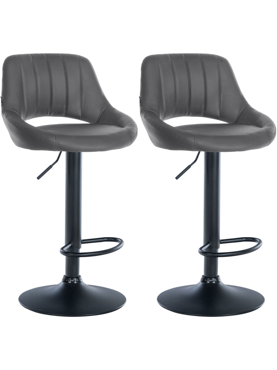 Lot de 2 tabourets de bar Milet simili cuir B, gris
