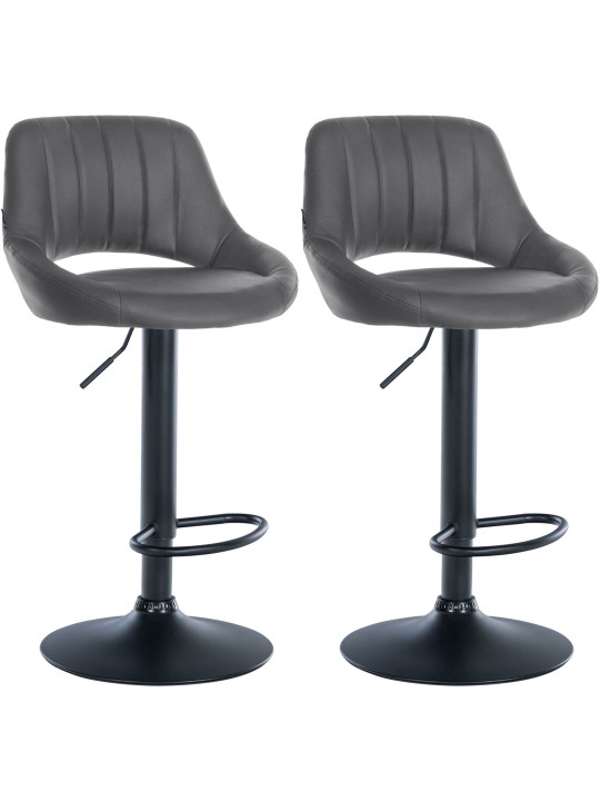 Lot de 2 tabourets de bar Milet simili cuir B, gris