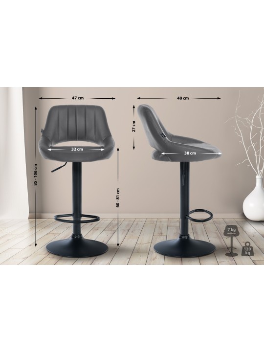Lot de 2 tabourets de bar Milet simili cuir B, gris