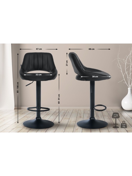 Lot de 2 tabourets de bar Milet simili cuir B, noir Lot de 2 tabourets de bar Milet simili cuir B, noir