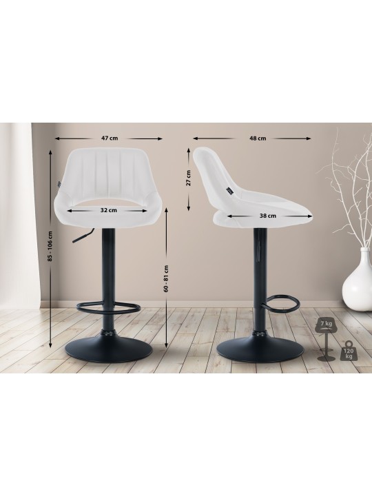 Lot de 2 tabourets de bar Milet simili cuir B, blanc