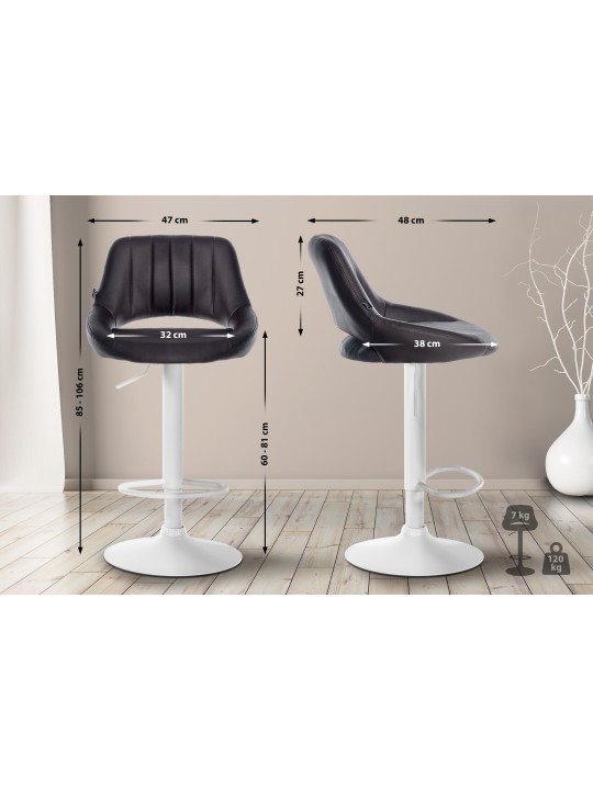 Lot de 2 tabourets de bar Milet simili cuir W, brun