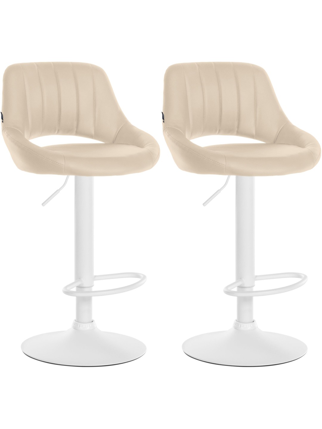 Lot de 2 tabourets de bar Milet simili cuir W, crème