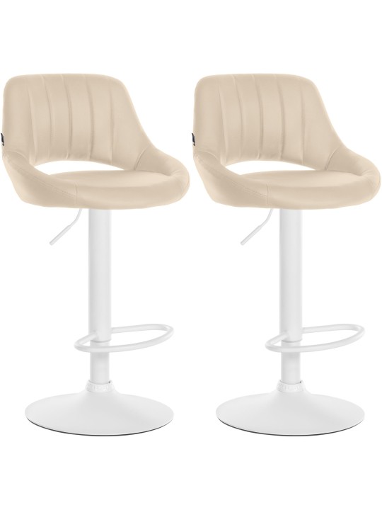 Lot de 2 tabourets de bar Milet simili cuir W, crème