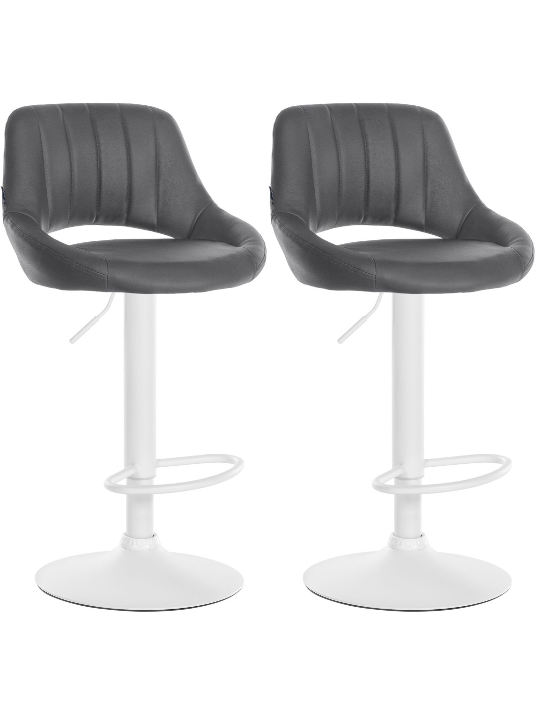 Lot de 2 tabourets de bar Milet simili cuir W, gris