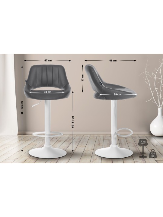 Lot de 2 tabourets de bar Milet simili cuir W, gris Lot de 2 tabourets de bar Milet simili cuir W, gris