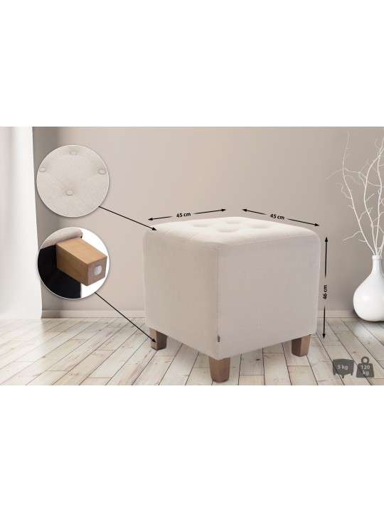 Tabouret Pharaon, lumière antique, crème