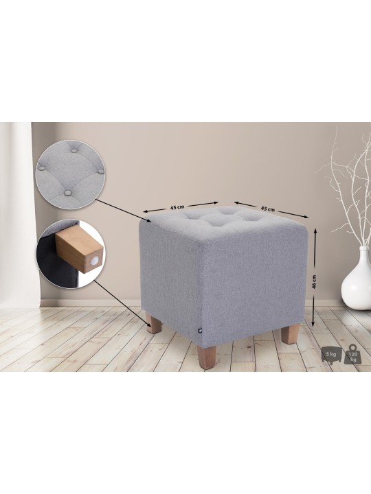 Tabouret Pharaon, lumière antique, gris clair