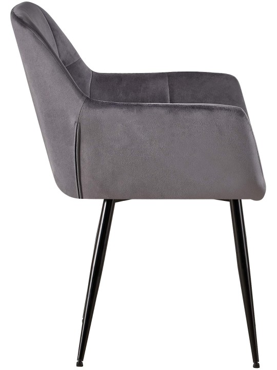 Chaise visiteur Emia velours, gris