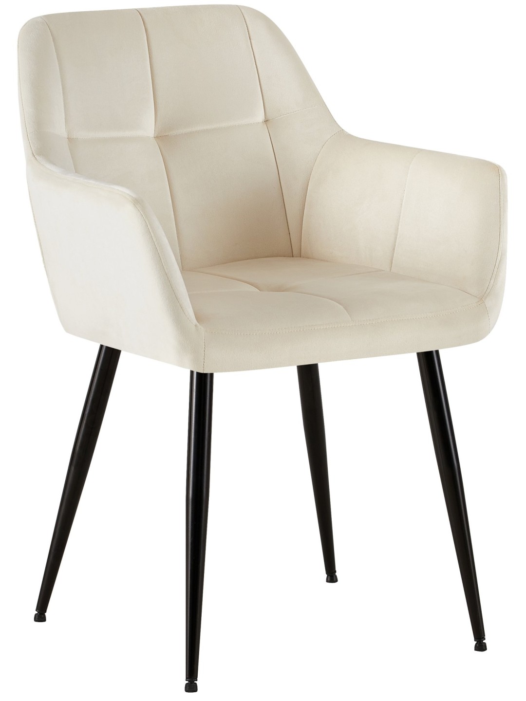 Chaise visiteur Emia velours, crème