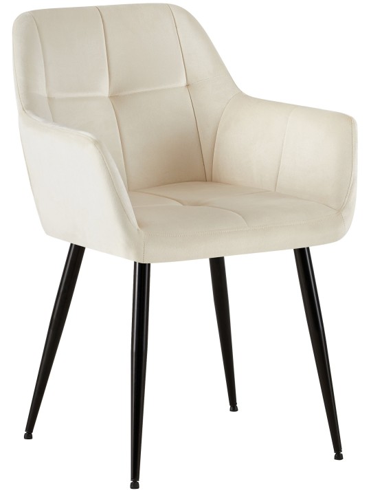 Chaise visiteur Emia velours, crème