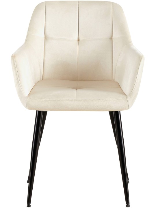 Chaise visiteur Emia velours, crème