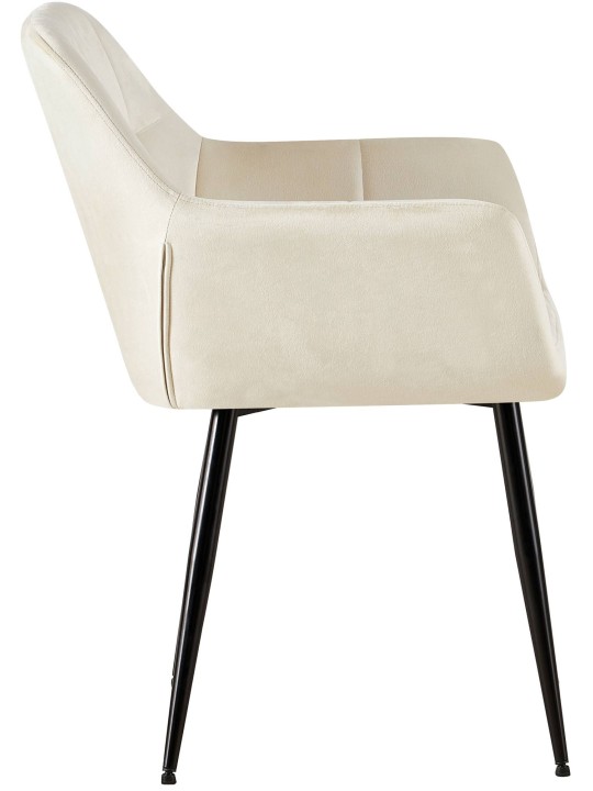 Chaise visiteur Emia velours, crème