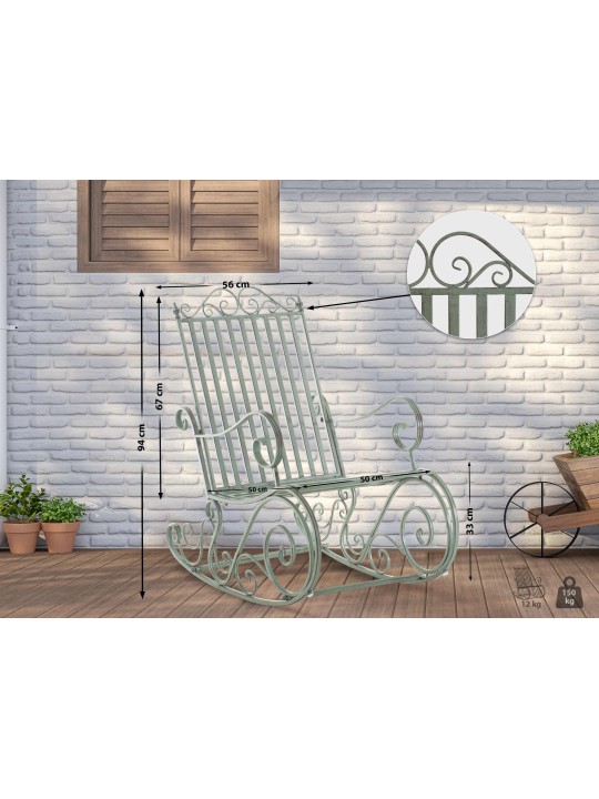 Chaise à bascule Smilla, vert antique