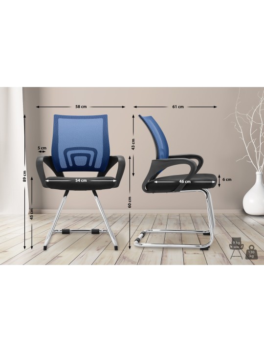 Chaise visiteur Eureka, bleu