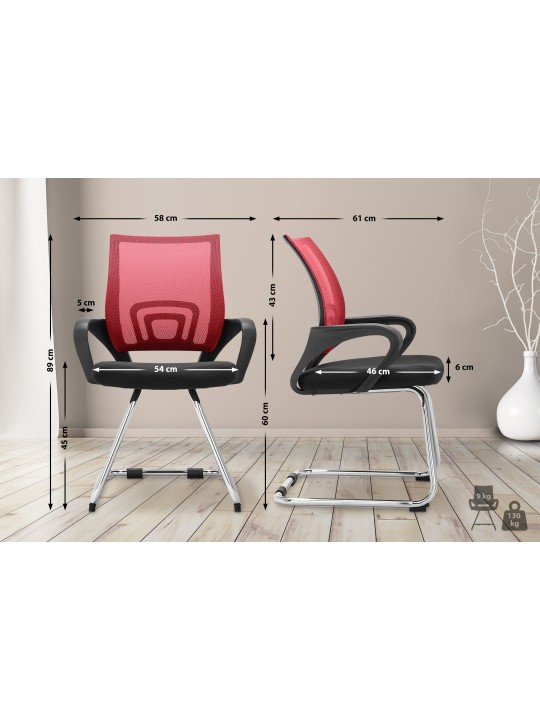 Chaise visiteur Eureka, rouge