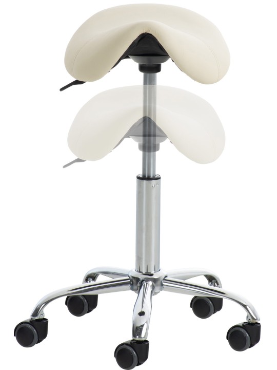 Lot de 2 tabourets de travail Reno simili cuir, crème