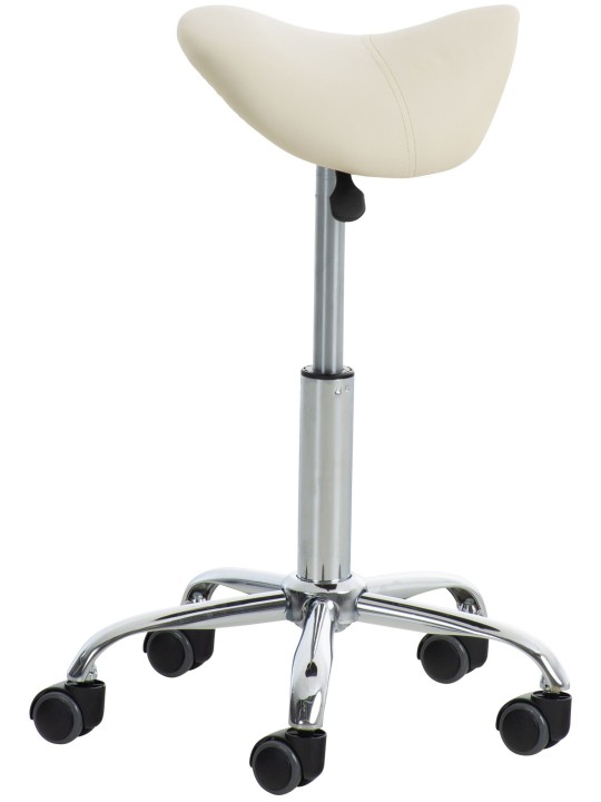 Lot de 2 tabourets de travail Reno simili cuir, crème