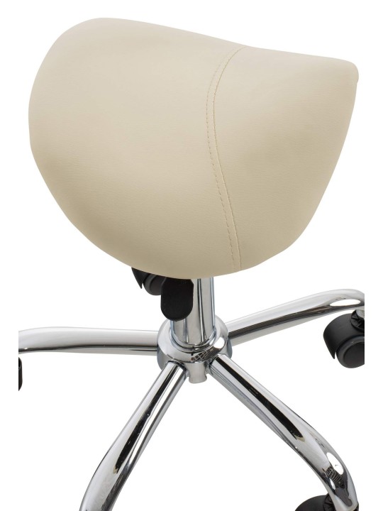 Lot de 2 tabourets de travail Reno simili cuir, crème