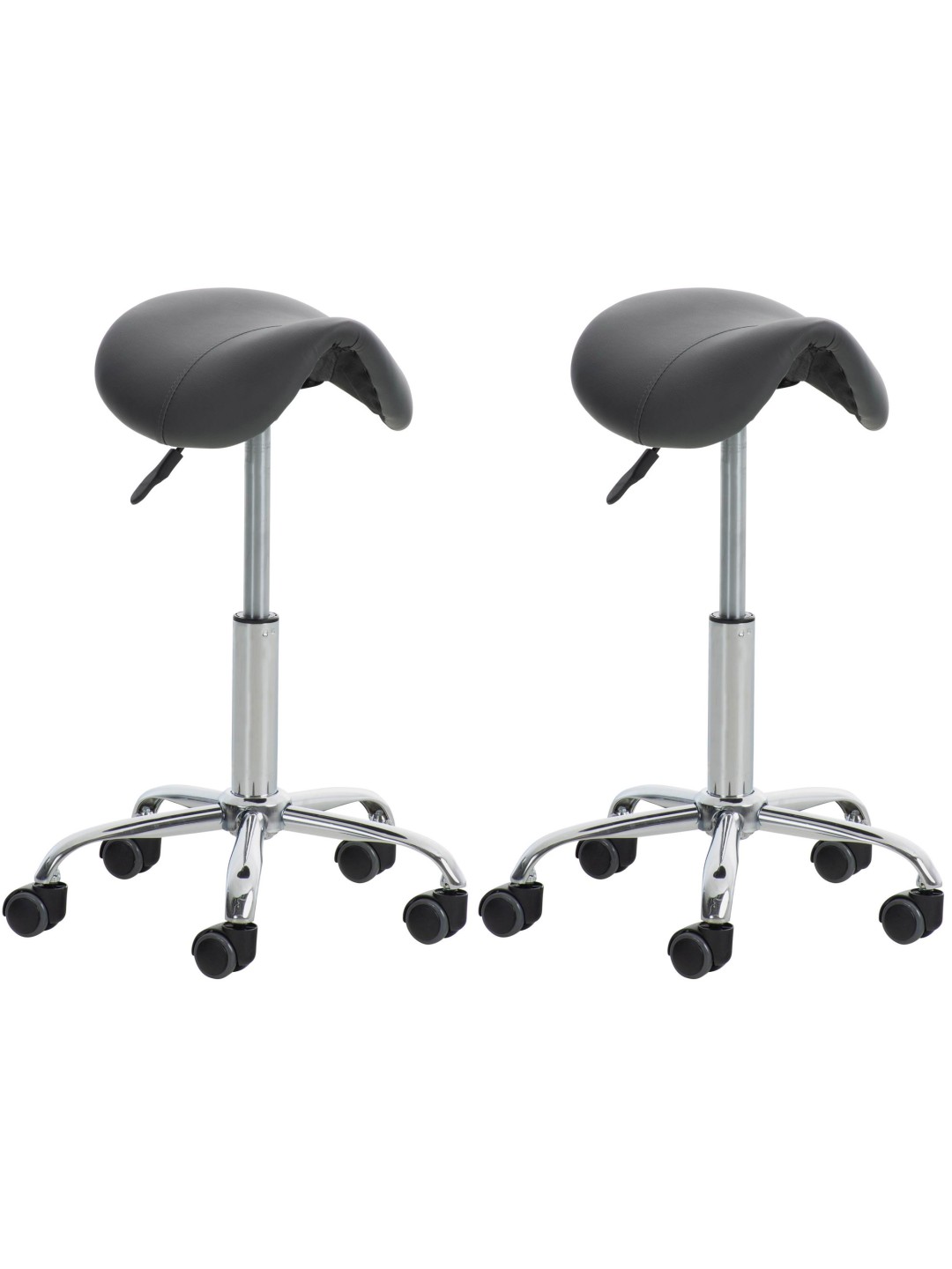 Lot de 2 tabourets de travail Reno simili cuir, gris