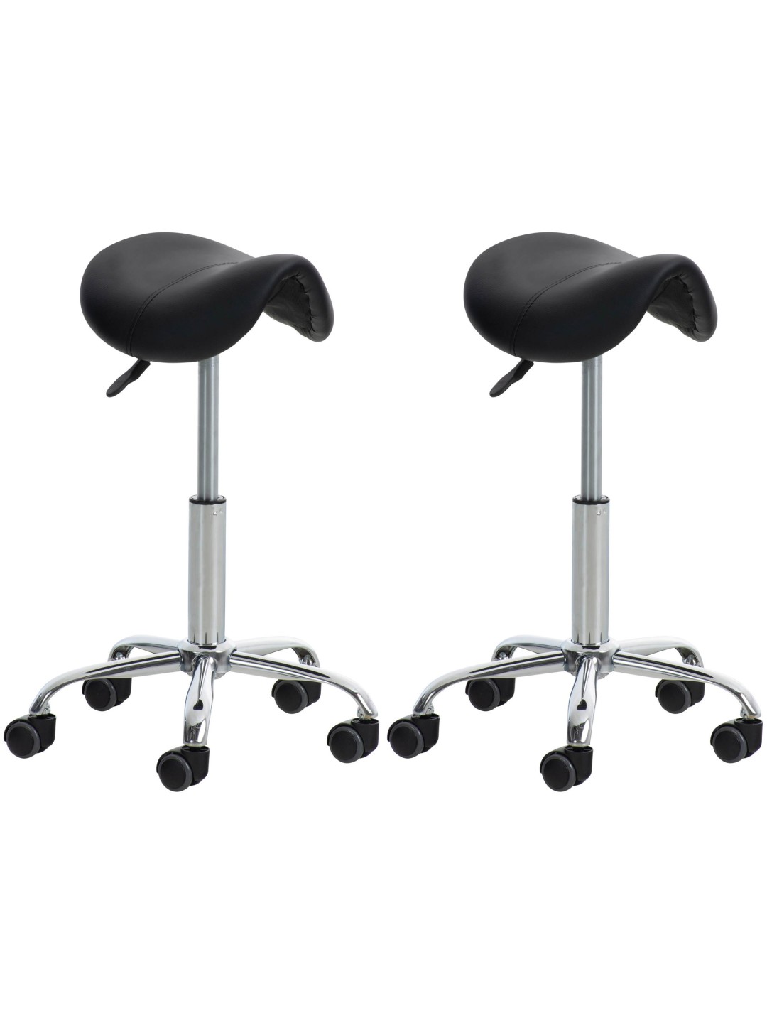 Lot de 2 tabourets de travail Reno simili cuir, noir