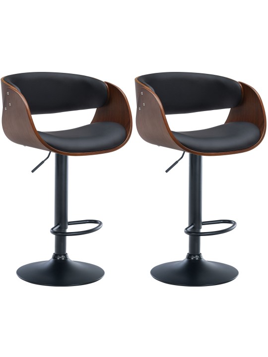 Lot de 2 tabourets de bar Portmore simili cuir B, noyer/noir
