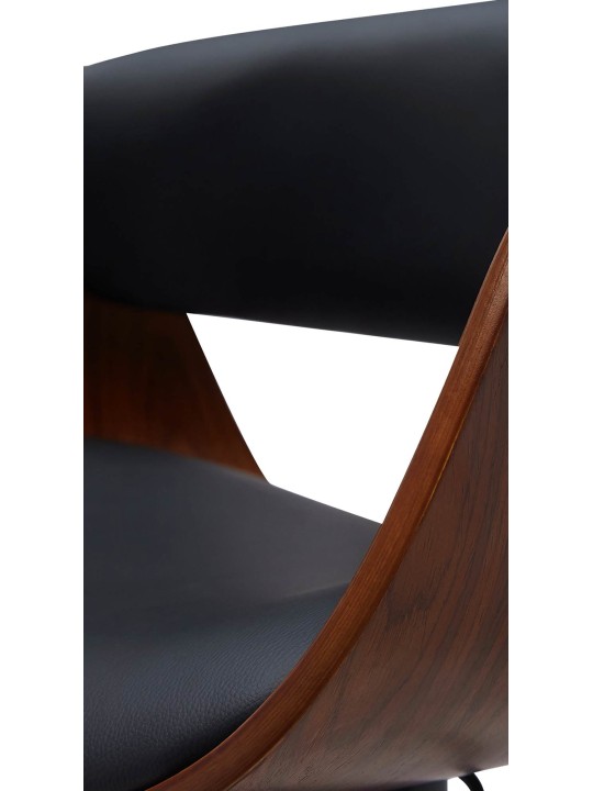 Lot de 2 tabourets de bar Portmore simili cuir B, noyer/noir