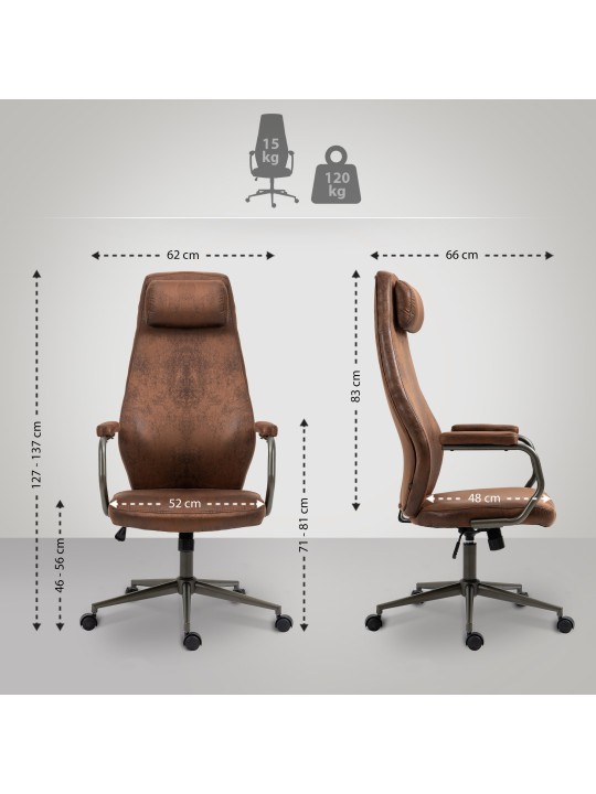 Chaise de bureau Pocatello, cognac