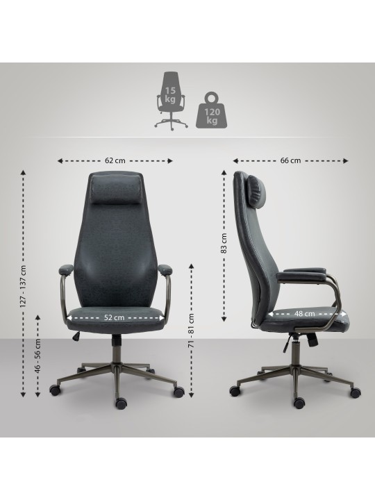 Chaise de bureau Pocatello, noir antique