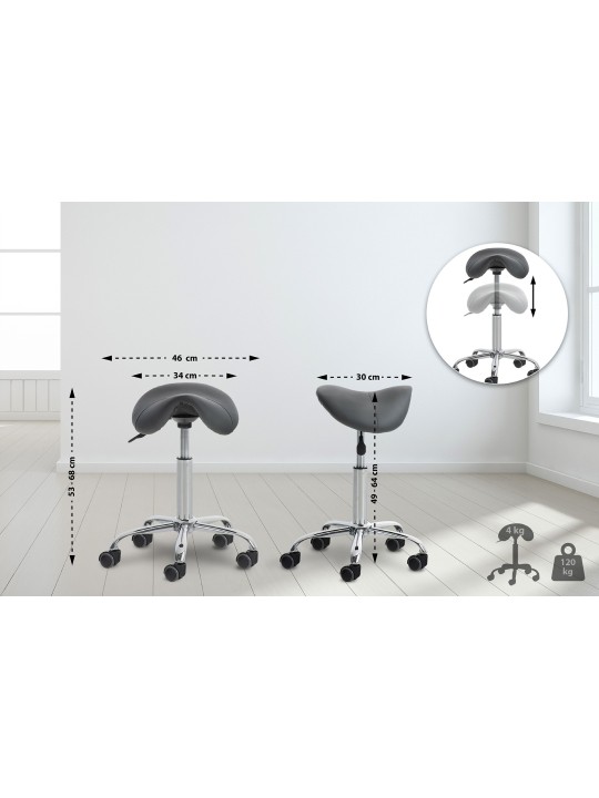 Lot de 2 tabourets de travail Reno simili cuir, gris