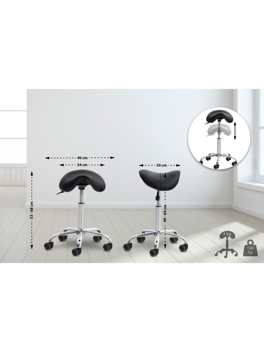 Lot de 2 tabourets de travail Reno simili cuir, noir