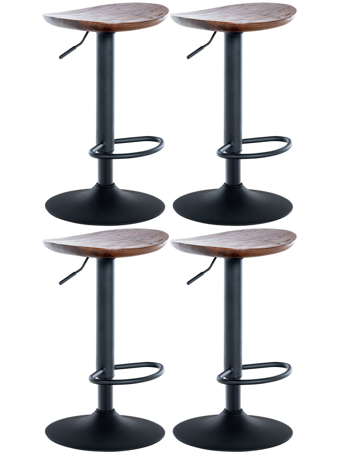 Ensemble de 4 tabourets de bar Skelde, noyer